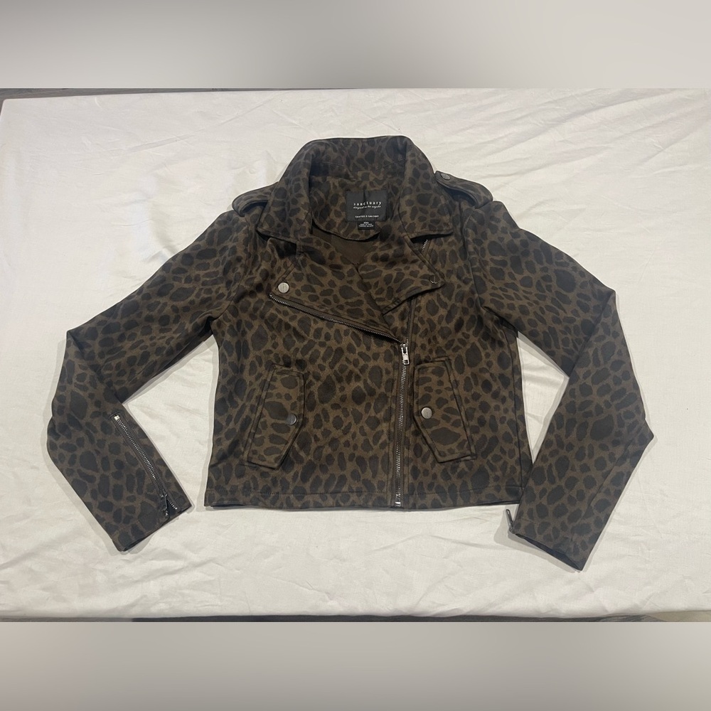 🤎🐆 Sanctuary Faux suede leopard print Casual blazer Women’s Size XXS Brown🤎🐆